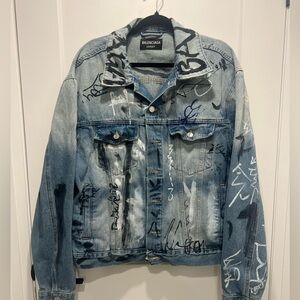 Balenciaga oversized graffiti denim jacket